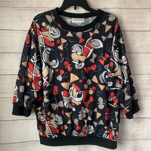 Vintage DonnKenny Classics Abstract Blouse Butterflies Pullover 3/4 Sleeve